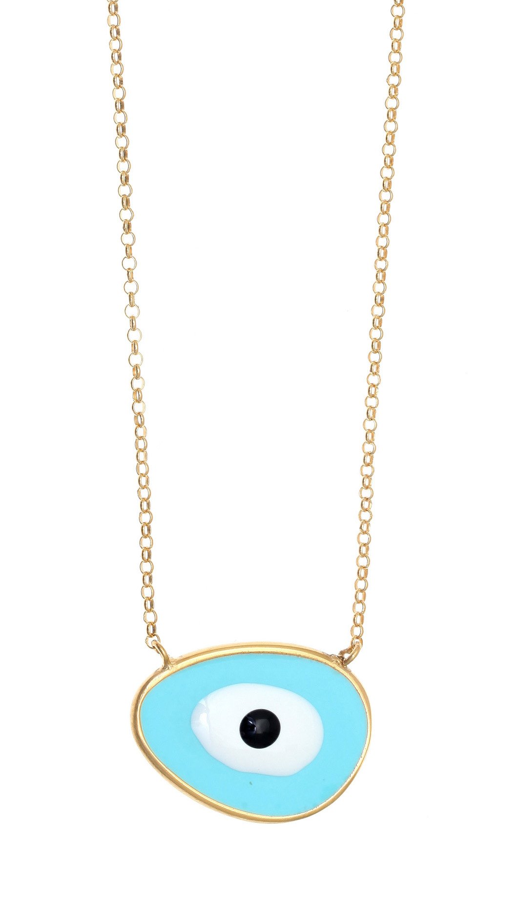 Κολιέ ασήμι 925 με επιχρύσωση &amp; με χειροποίητο μάτι από σμάλτο