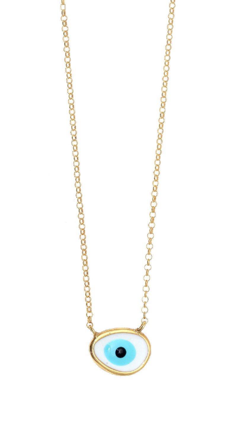 Κολιέ ασήμι 925 με επιχρύσωση &amp; με χειροποίητο μάτι από σμάλτο