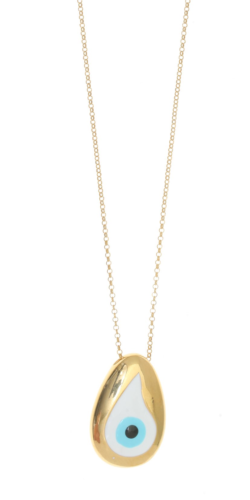 Κολιέ ασήμι 925 επιχρυσωμένο με χειροποίητο μάτι από σμάλτο (2,8 cm x 1,7 cm)