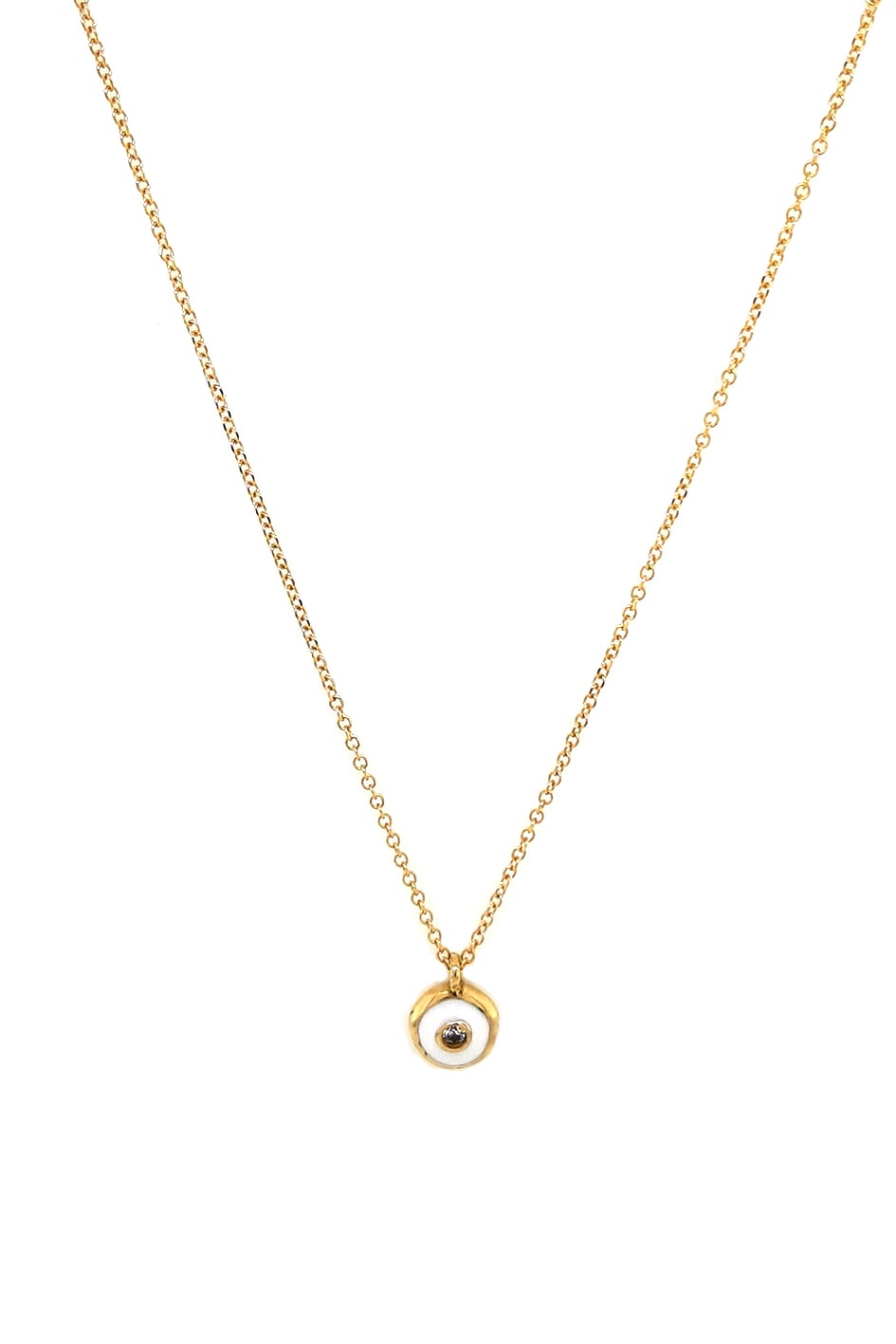 Necklace gold K14 with enamel evil eye and zircon