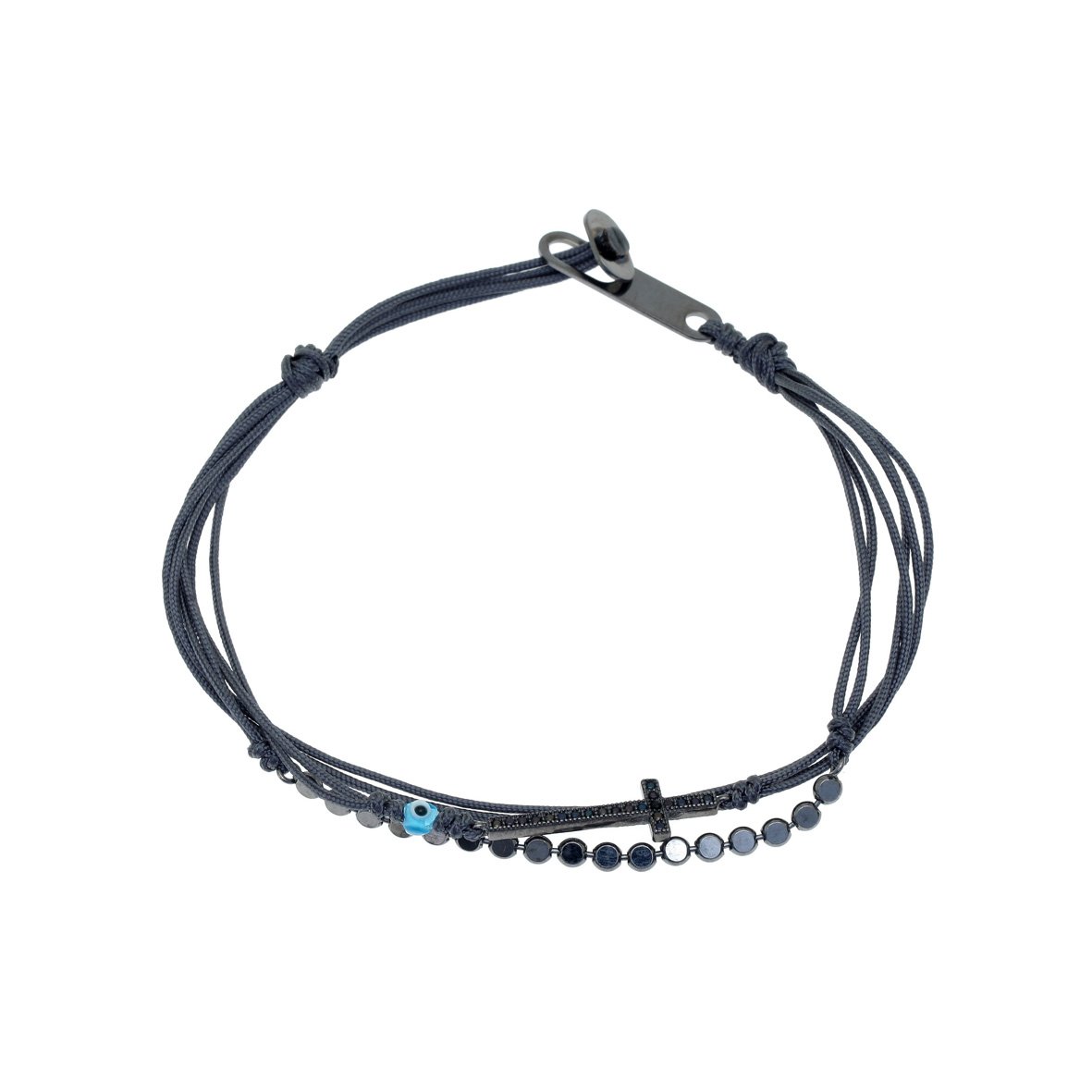 Βραχιόλι με κορδόνι ασήμι 925 με μαύρη επιροδίωση