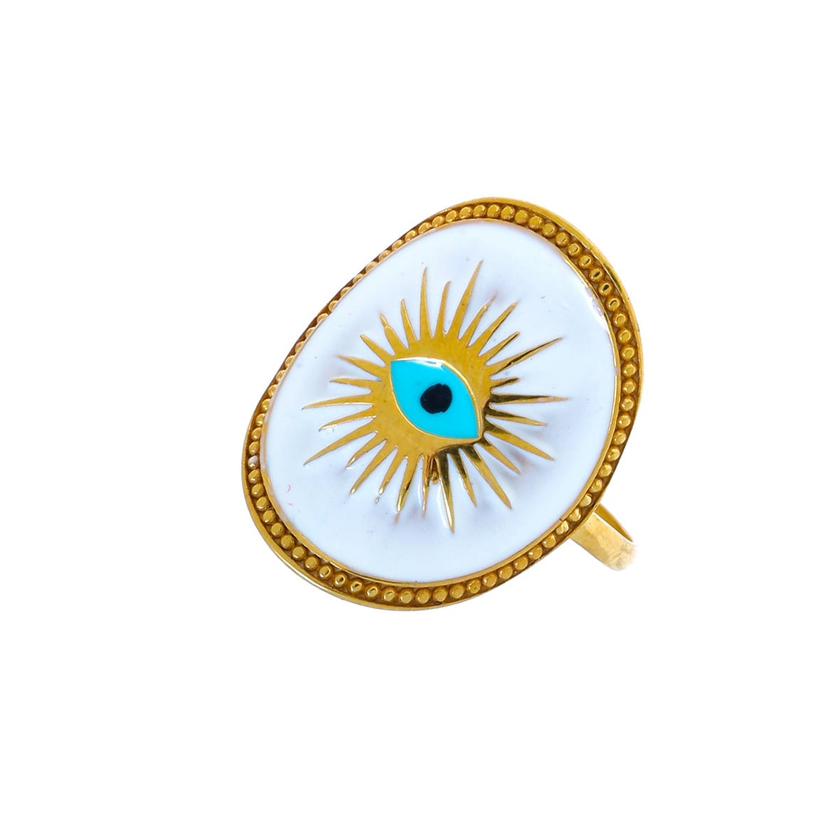 Δαχτυλίδι ασήμι 925 επιχρυσωμένο με χειροποίητο μάτι από σμάλτο