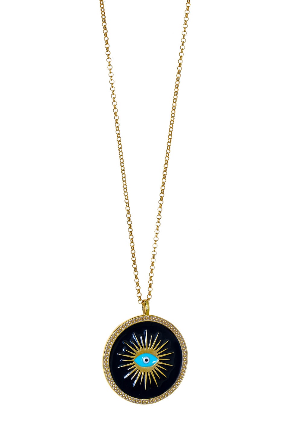 Necklace silver 925 yellow gold plated &amp; with enamel evil eye