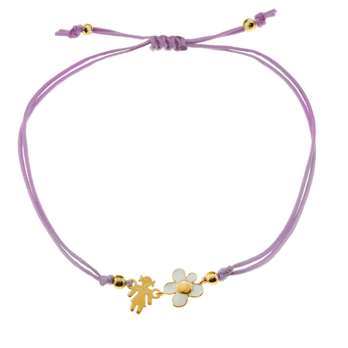 Βραχιόλι ασήμι 925 επιχρυσωμένο με σμάλτο και κορδόνι