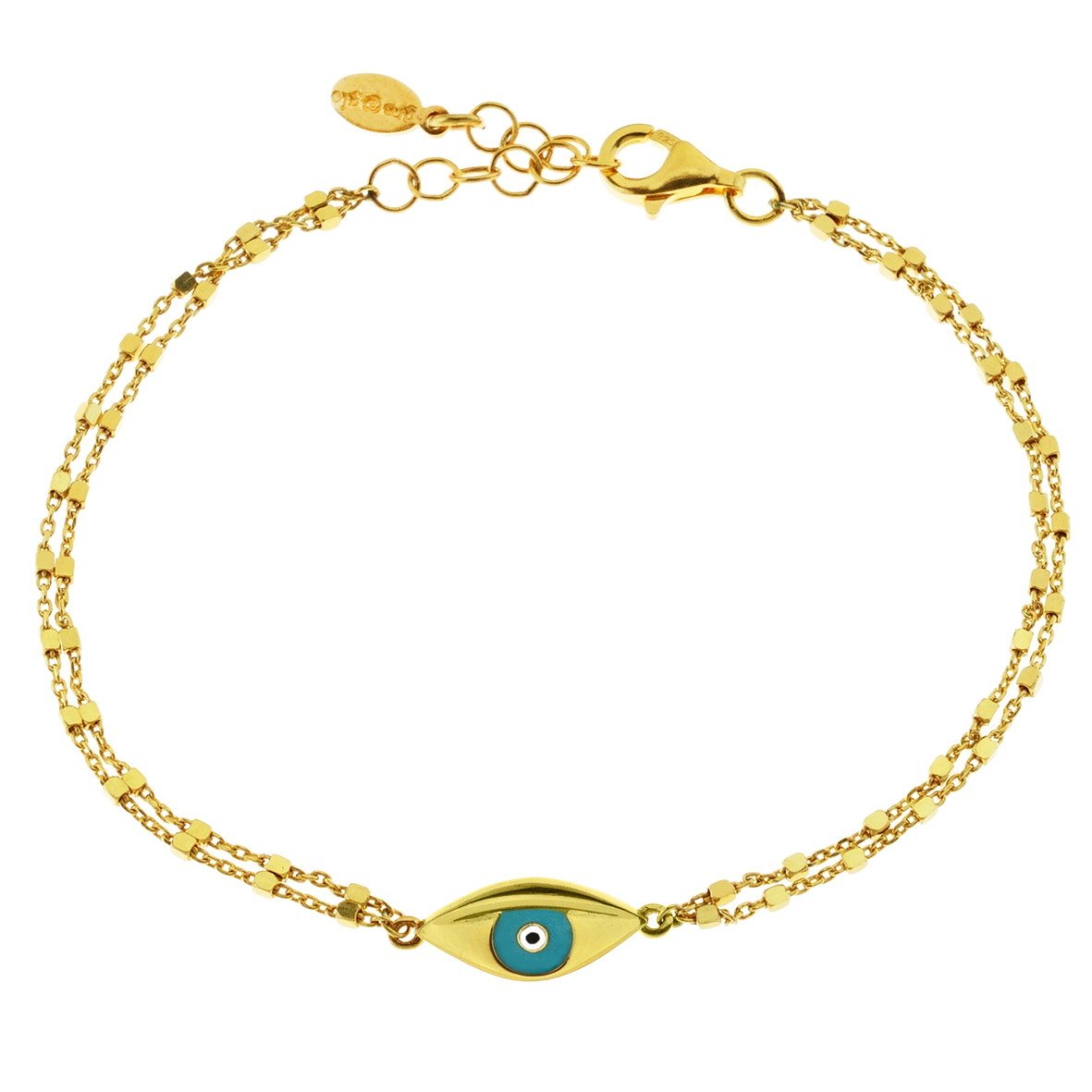 Βραχιόλι ασήμι 925 επιχρύσωμενο με μάτι από σμάλτο