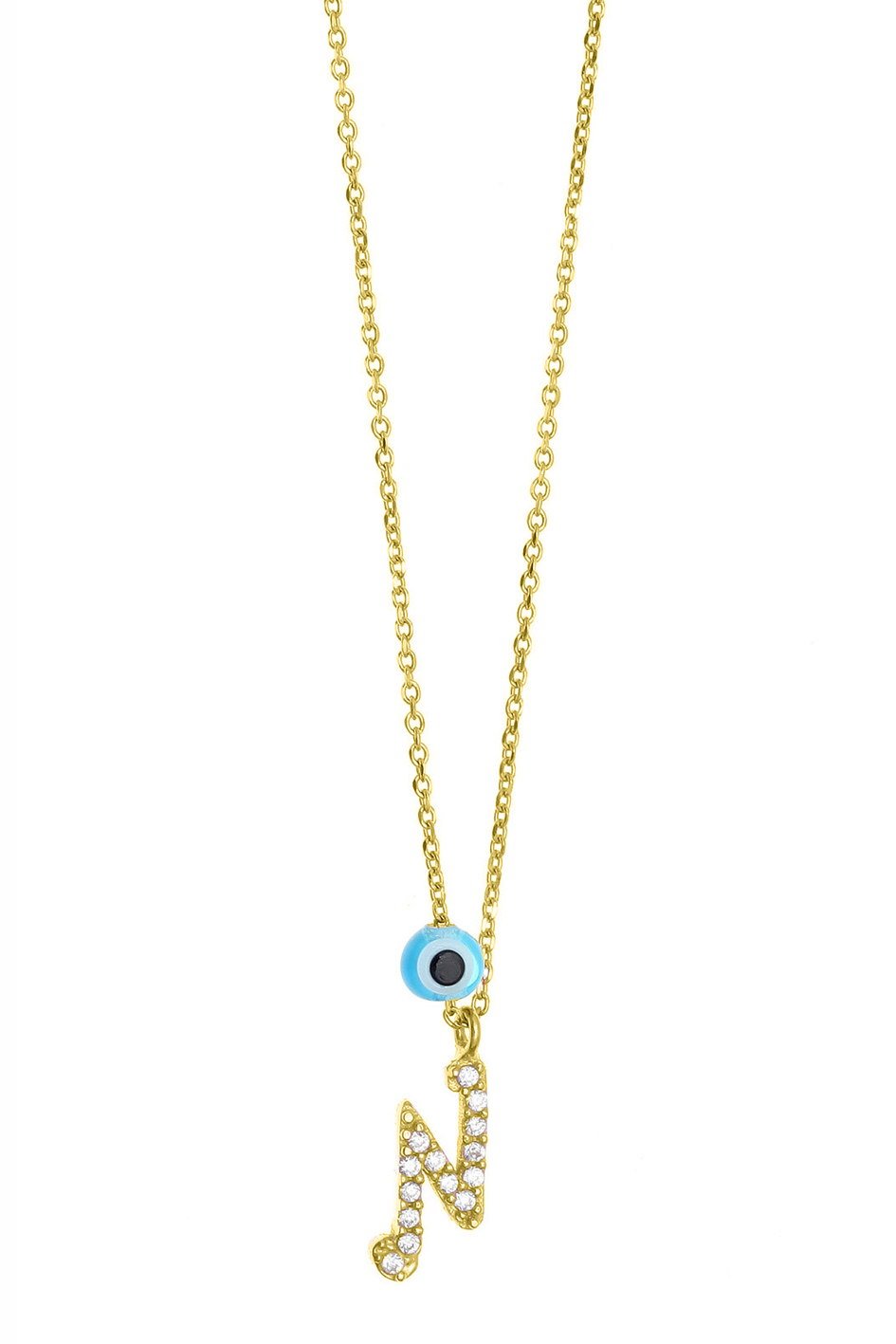 Κολιέ ασήμι 925 επιχρυσωμένο με λευκά zirconia