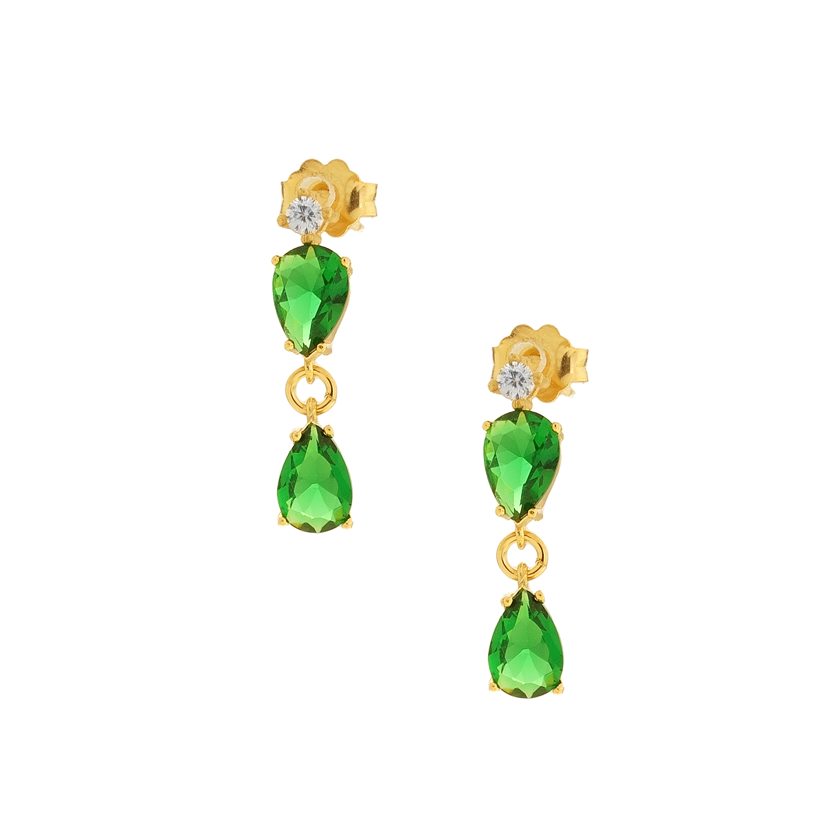 Σκουλαρίκια ασήμι 925 επιχρυσωμένα με zirconia