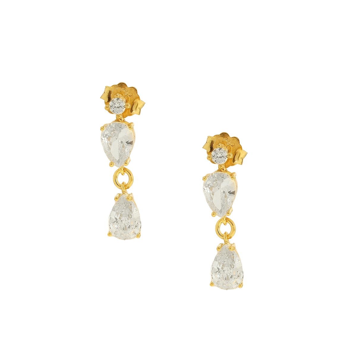 Σκουλαρίκια ασήμι 925 επιχρυσωμένα με zirconia