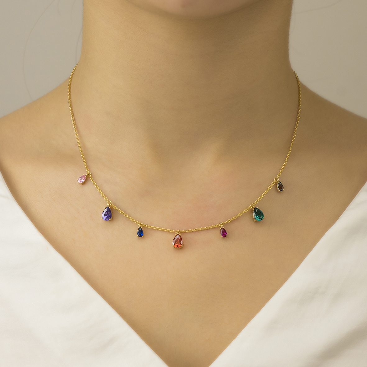 Κολιέ ασήμι 925 επιχρυσωμένο με κρύσταλλα