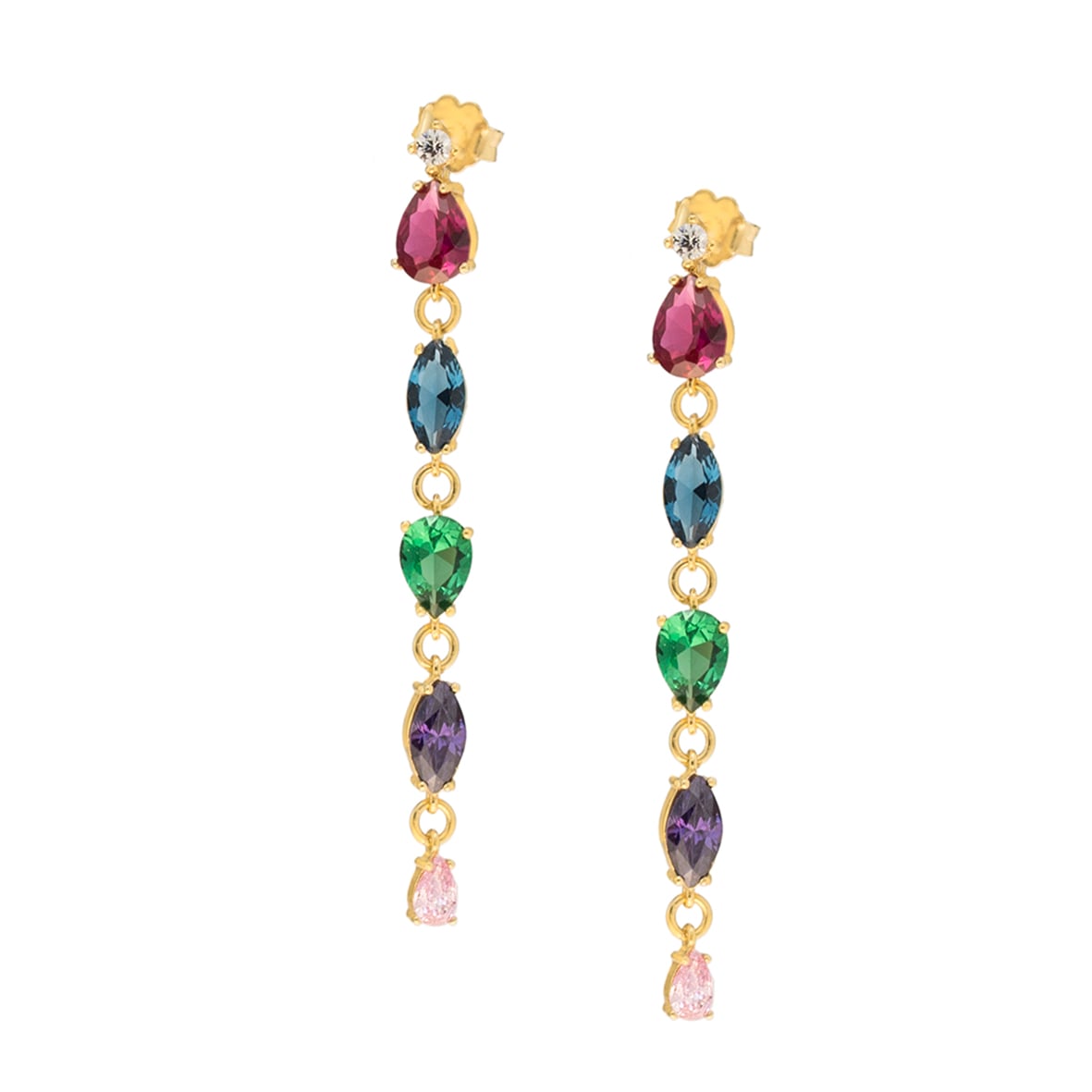 Earrings silver 925 yellow gold plated with zirconia