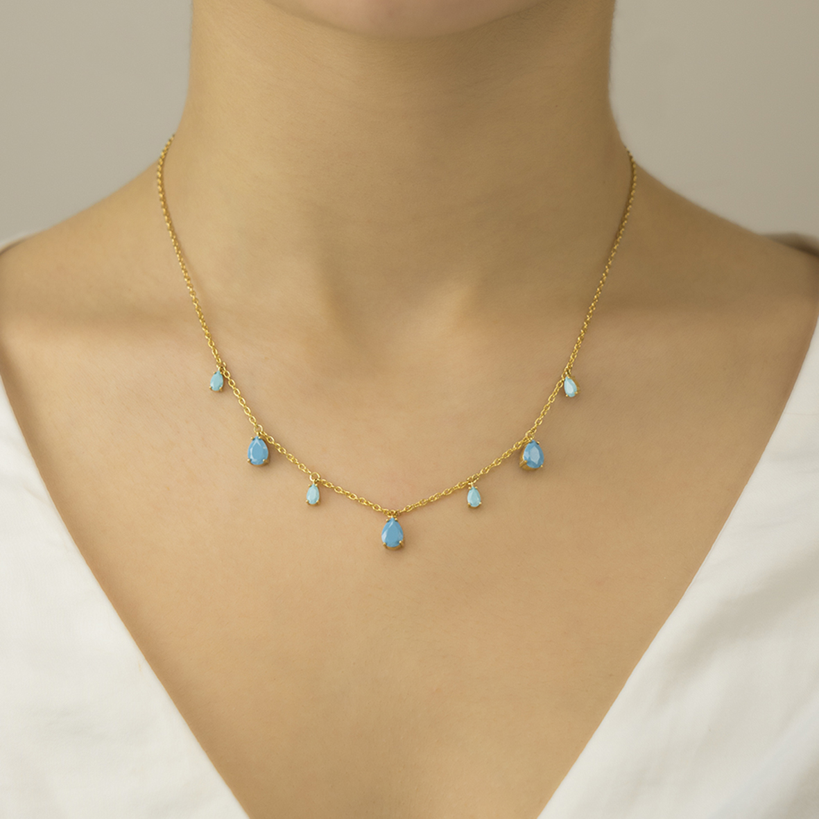 Κολιέ ασήμι 925 επιχρυσωμένο με τυρκουάζ