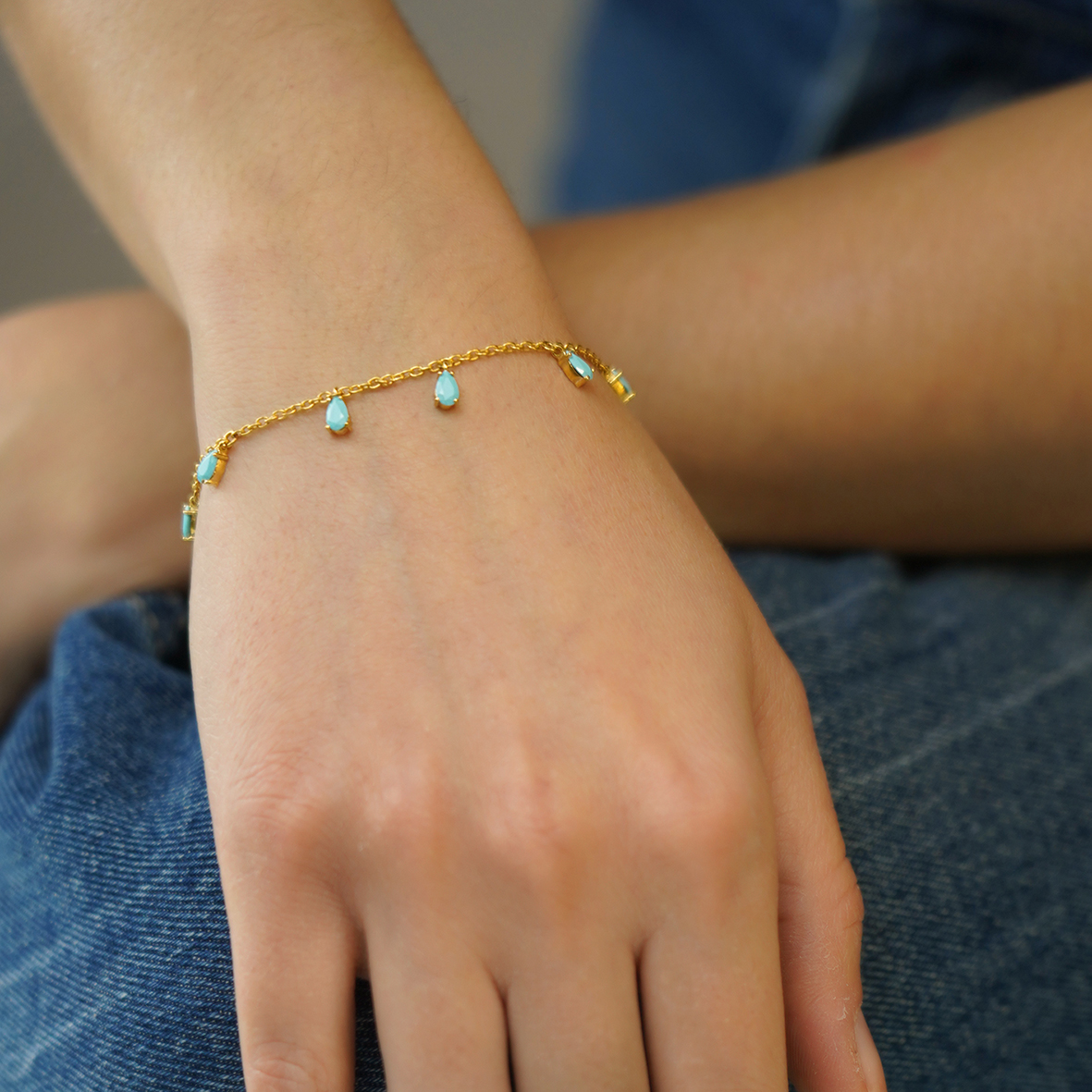 Βραχιόλι ασήμι 925 επιχρυσωμένο με τυρκουάζ