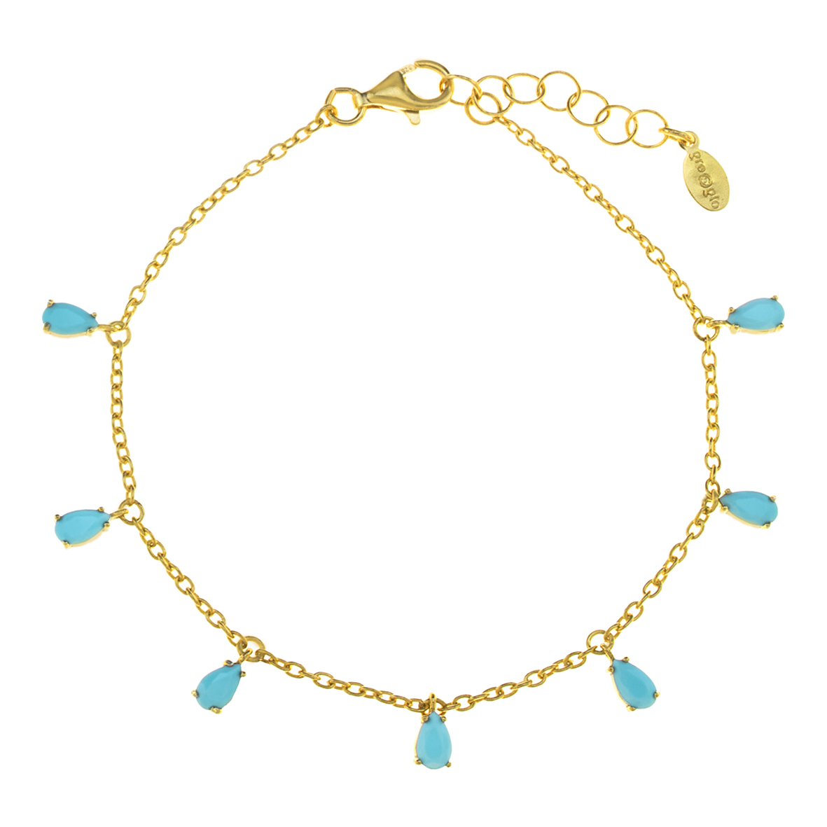 Βραχιόλι ασήμι 925 επιχρυσωμένο με τυρκουάζ