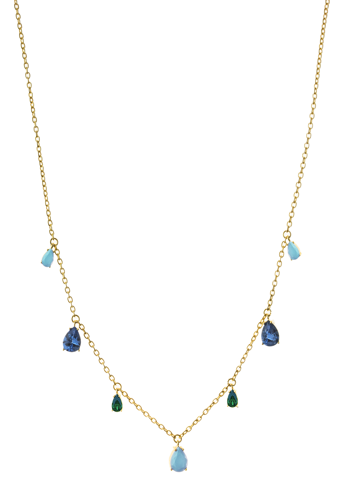 Κολιέ ασήμι 925 επιχρυσωμένο με χρωματιστές πέτρες