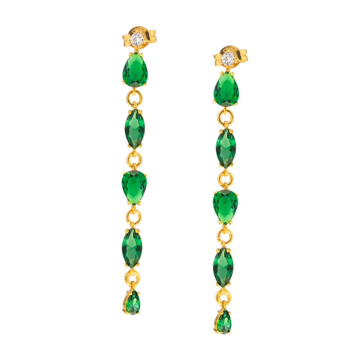 Earrings silver 925 yellow gold plated with zirconia