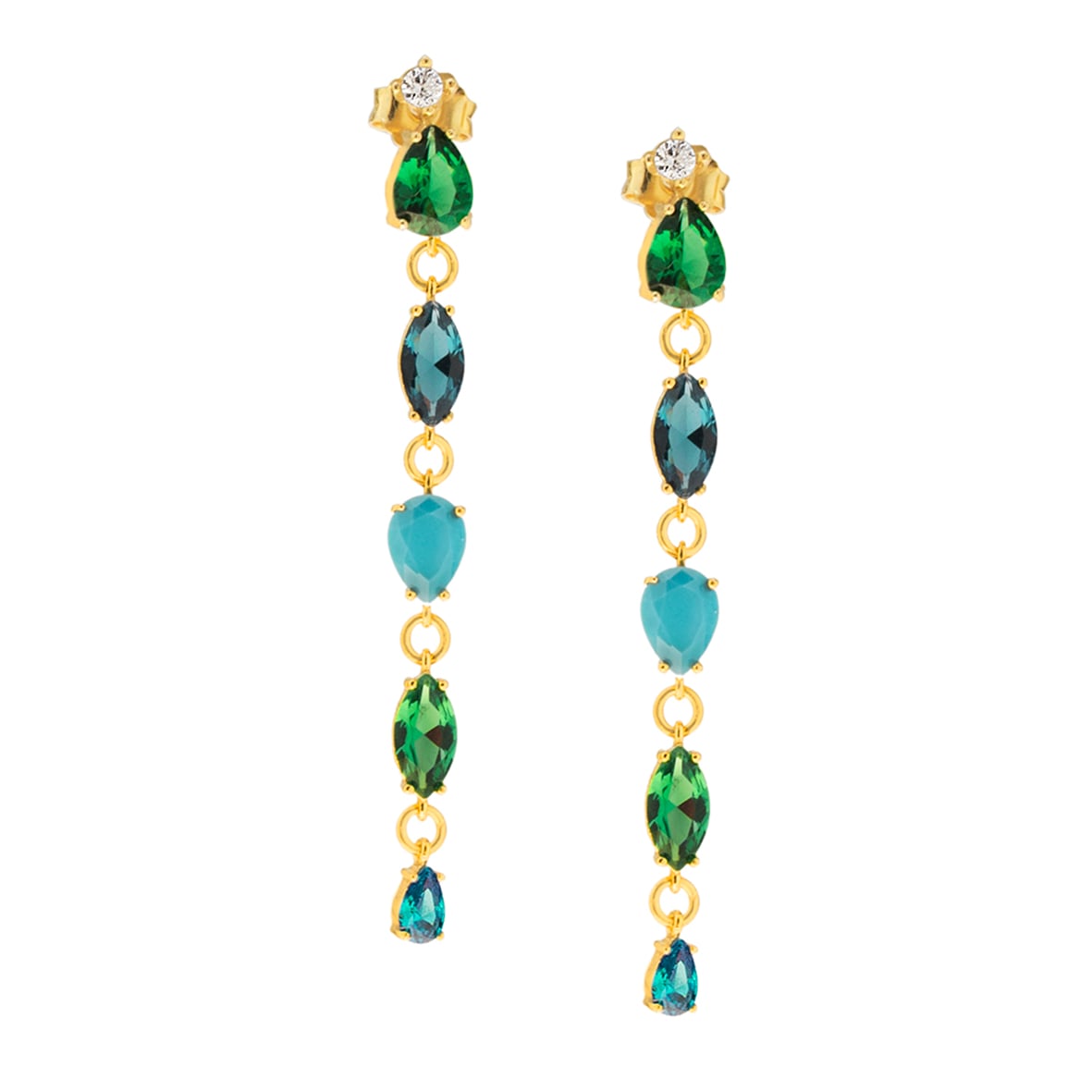 Earrings silver 925 yellow gold plated with zirconia