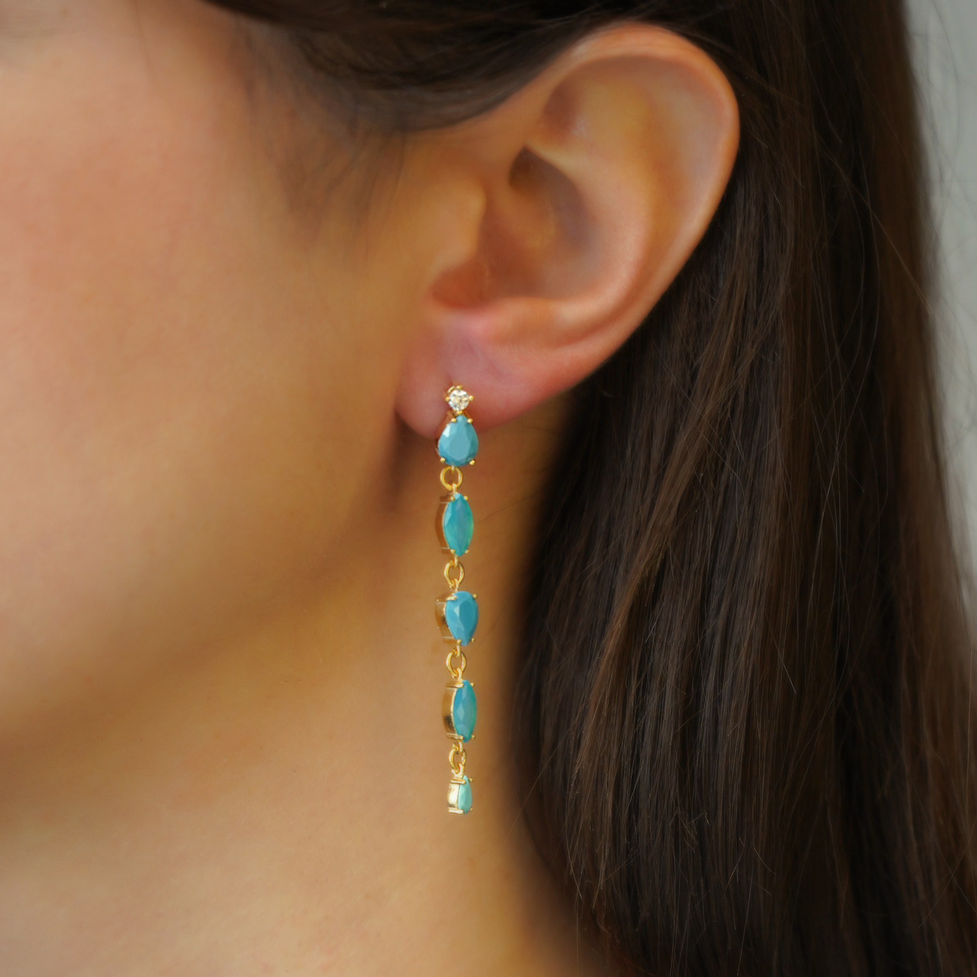 Earrings silver 925 yellow gold plated with zirconia