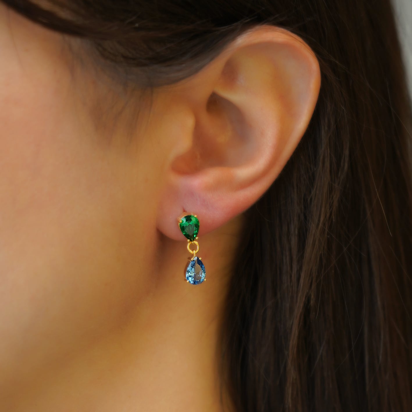 Earrings silver 925 yellow gold plated with zirconia