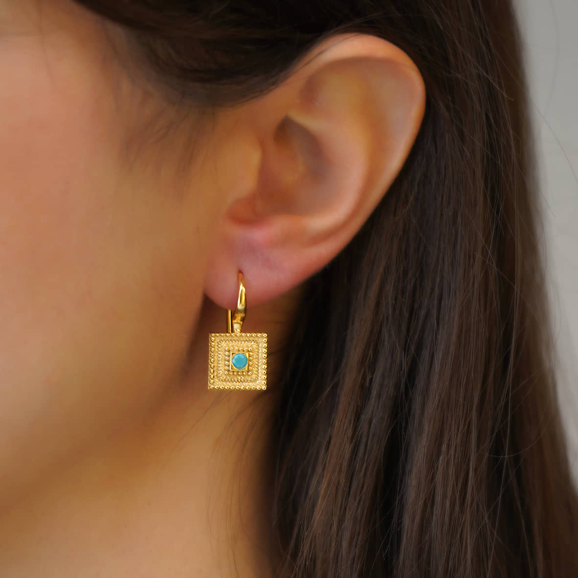 Σκουλαρίκια ασήμι 925 επιχρυσωμένα με τυρκουάζ