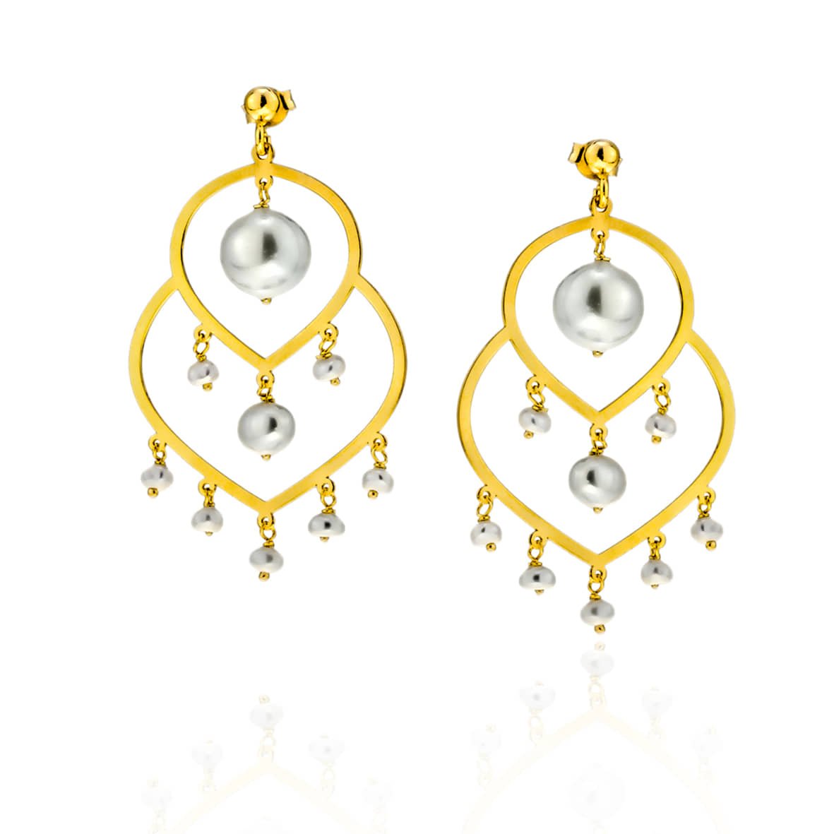 Earrings silver 925 yellow gold  plated with gem stones