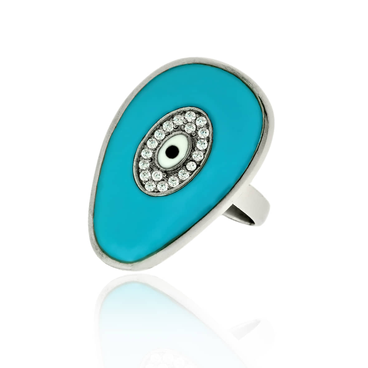 Δαχτυλίδι ασήμι 925 επιπλατινωμένο με μάτι και zirconia