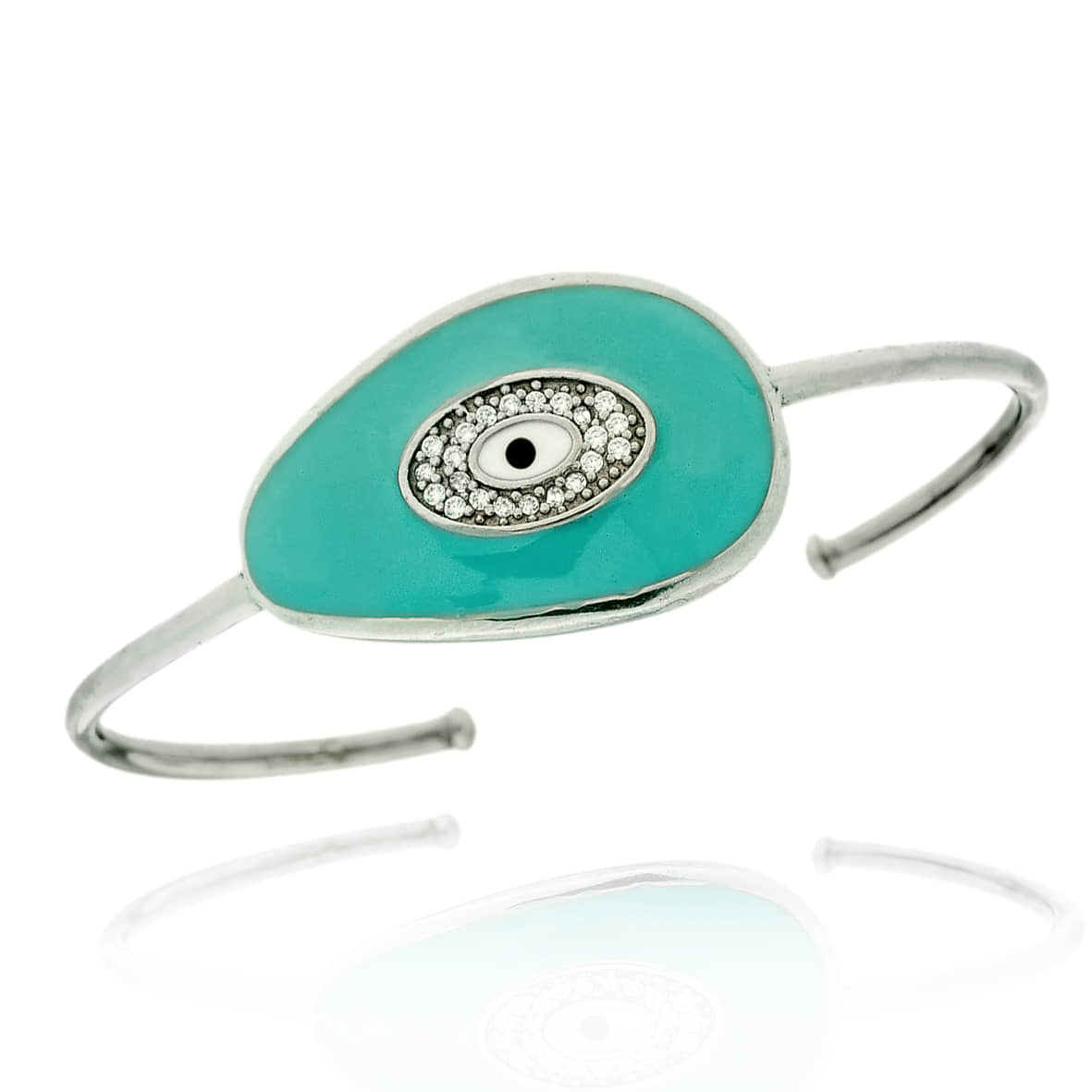 Βραχιόλι ασήμι 925 επιπλατινωμένο με μάτι απο σμάλτο και zirconia