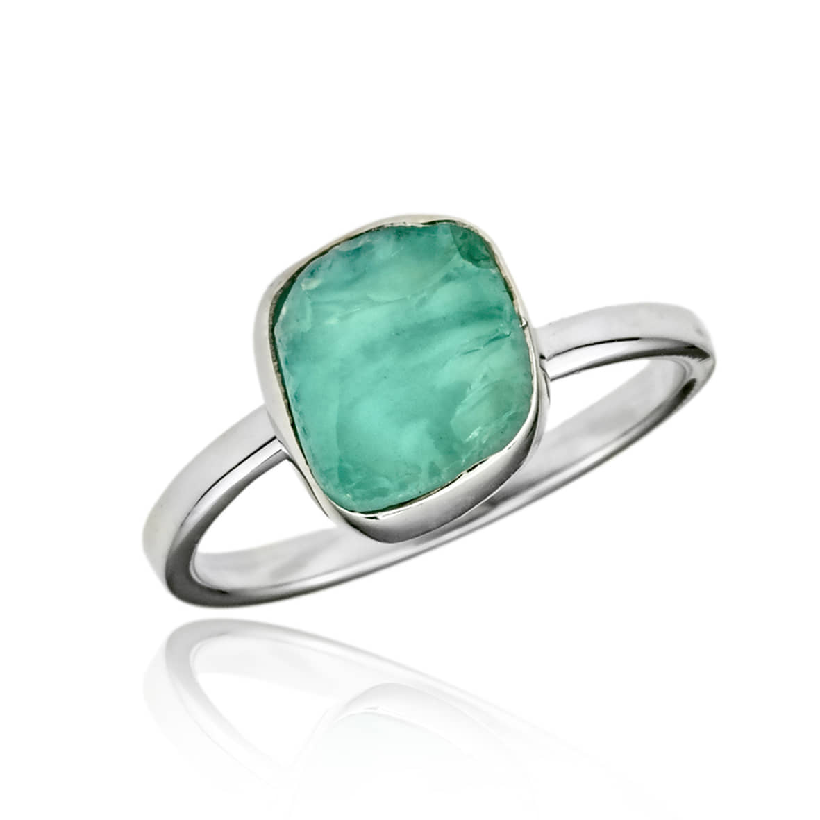 Ring silver 925 rhodium plated with apatite quartz