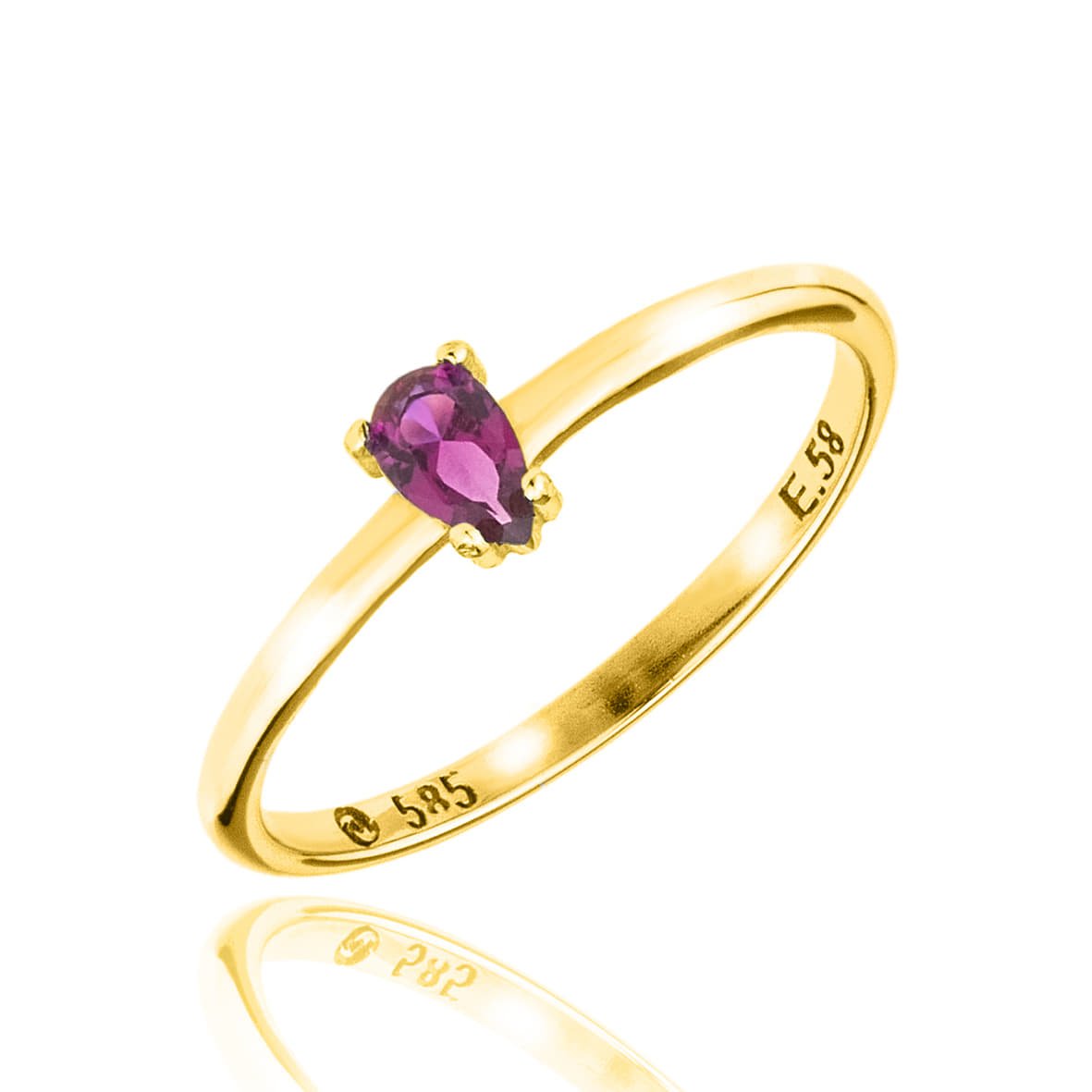 Ring yellow gold K14 with zirconia