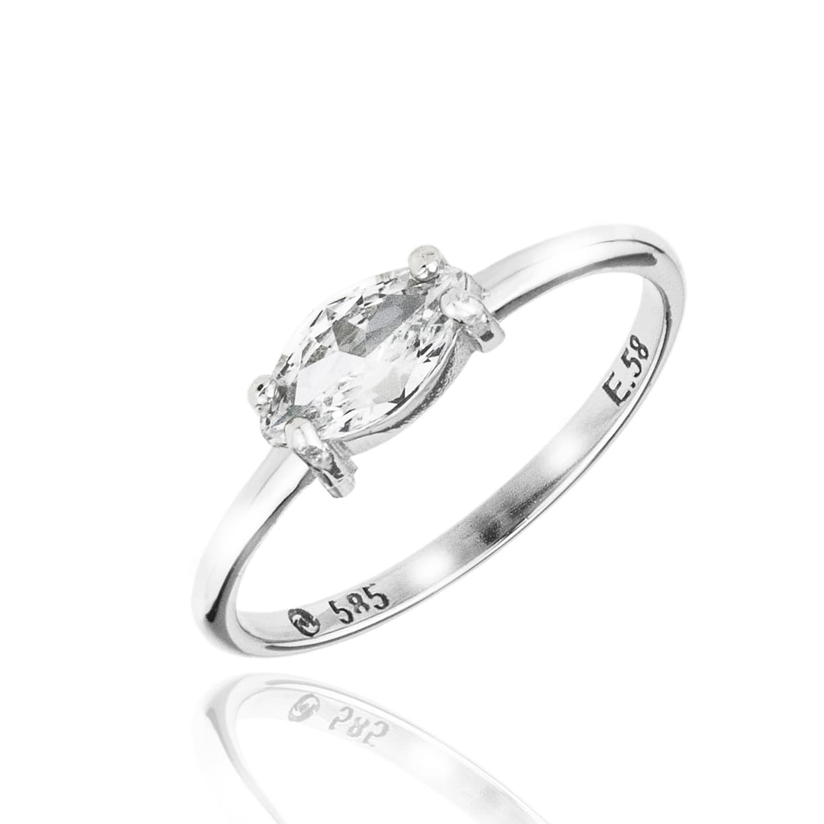 Ring yellow gold K14 with zirconia