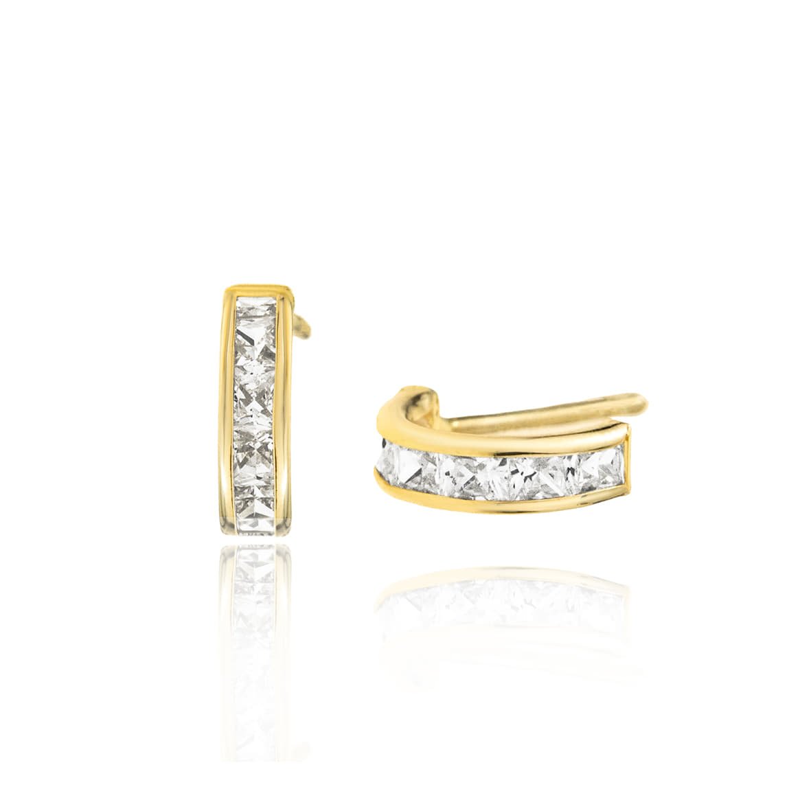 Earring gold K14 with zirconia