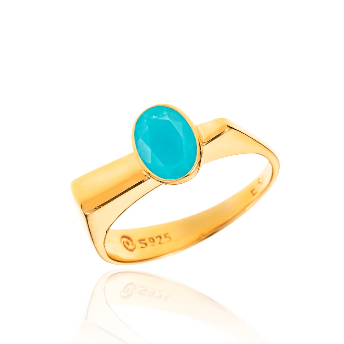 Ring silver 925 yellow gold plated with zirconia