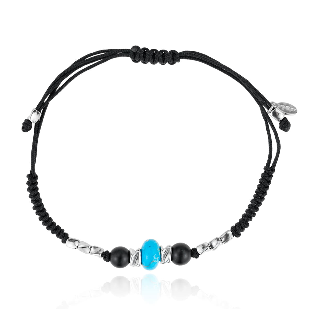 Βραχιόλι ασήμι 925 επιπλατινωμένο με όνυχα και κορδόνι