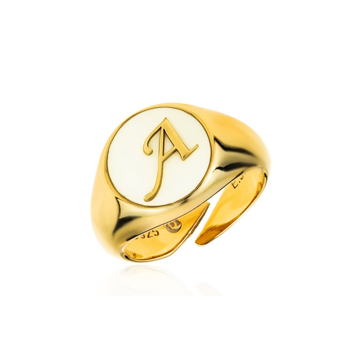 Ring silver 925 yellow gold plated with enamel