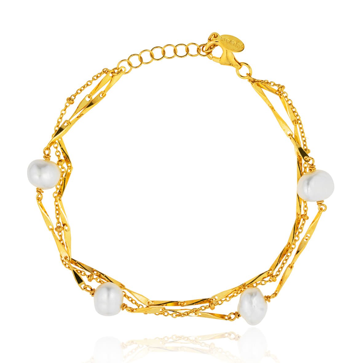 Βραχιόλι ασήμι 925 επιχρυσωμένο με μαργαριτάρι