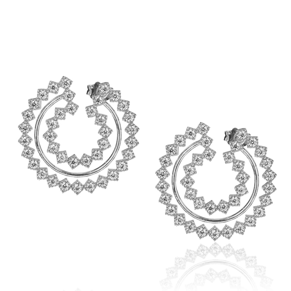 Σκουλαρίκια ασήμι 925 επιπλατινωμένο με zirconia