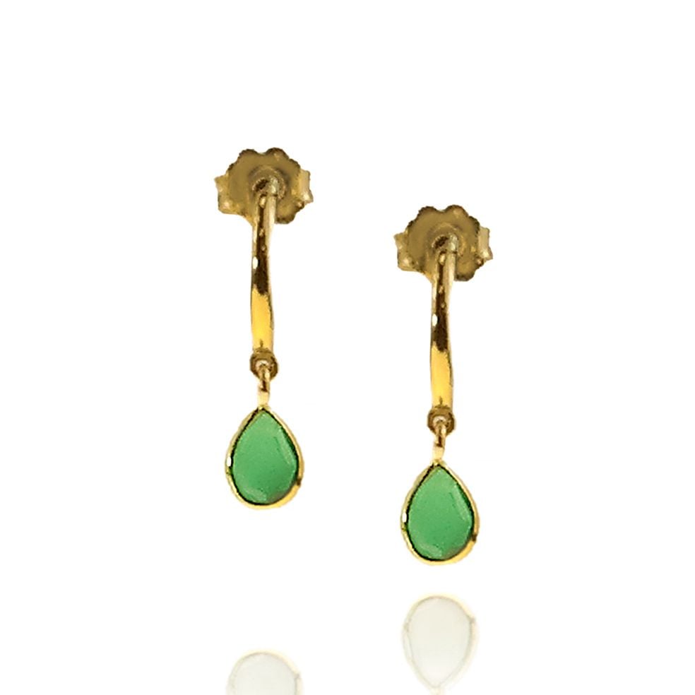 Σκουλαρίκια ασήμι 925 επιχρυσωμένο με green onyx