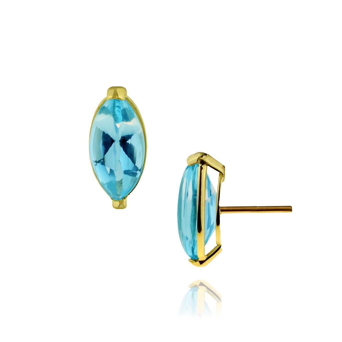 Σκουλαρίκια χρυσό K14 καράτια με aquamarine (1,2cm x 0,6cm)