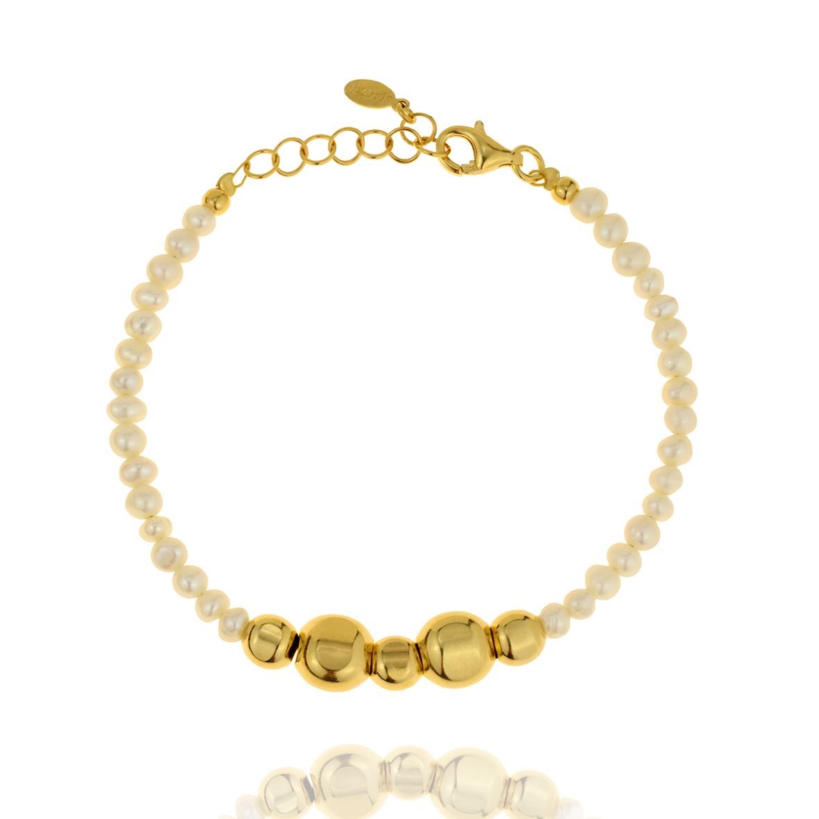 Βραχιόλι ασήμι 925 επιχρυσωμένο με fresh water pearl