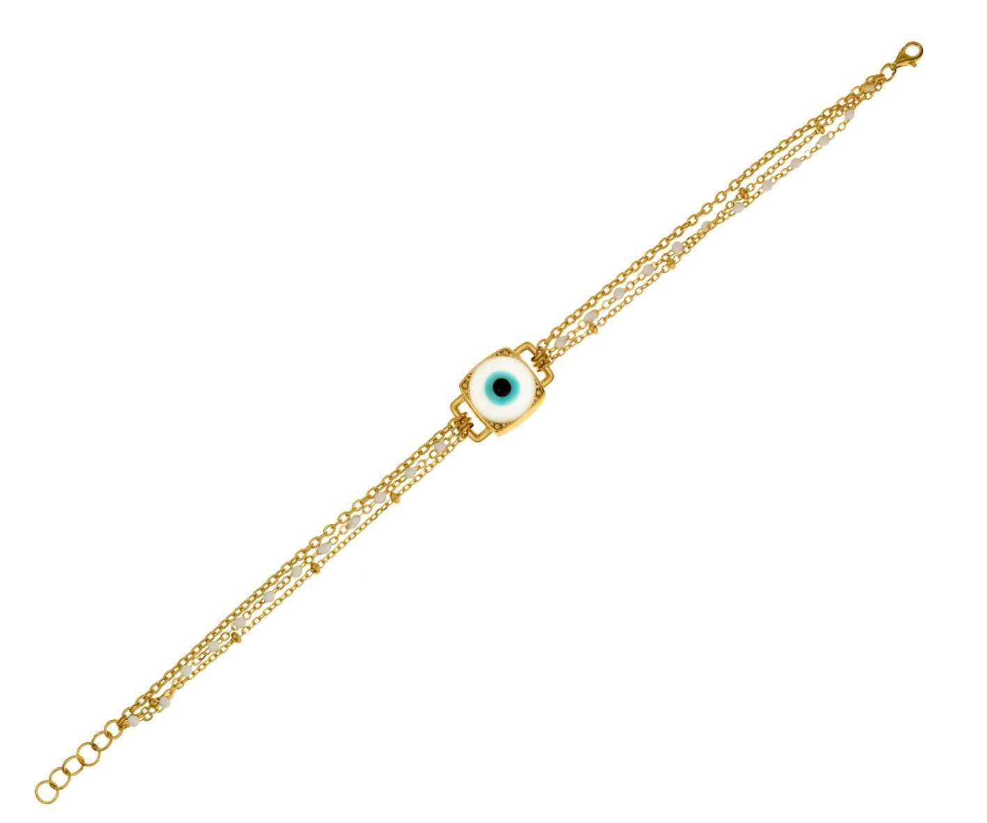 Βραχιόλι ασήμι 925 επιχρυσωμένο με ματάκι από σμάλτο