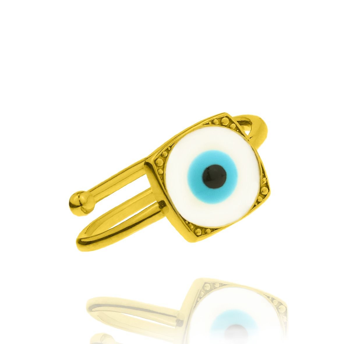 Δαχτυλίδι ασήμι 925 επιχρυσωμένο με μάτι από σμάλτο