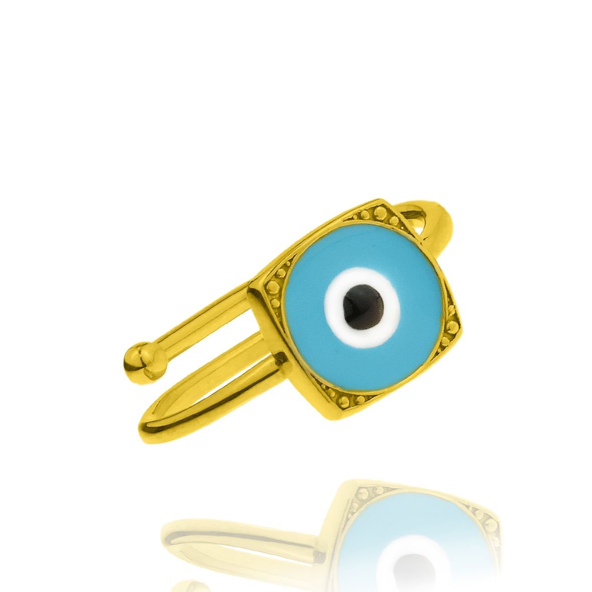 Δαχτυλίδι ασήμι 925 επιχρυσωμένο με μάτι από σμάλτο