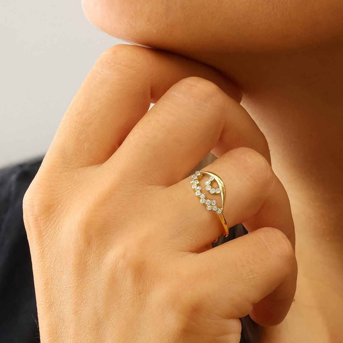 Δαχτυλίδι ασήμι 925 επιχρυσωμένο με zirconia