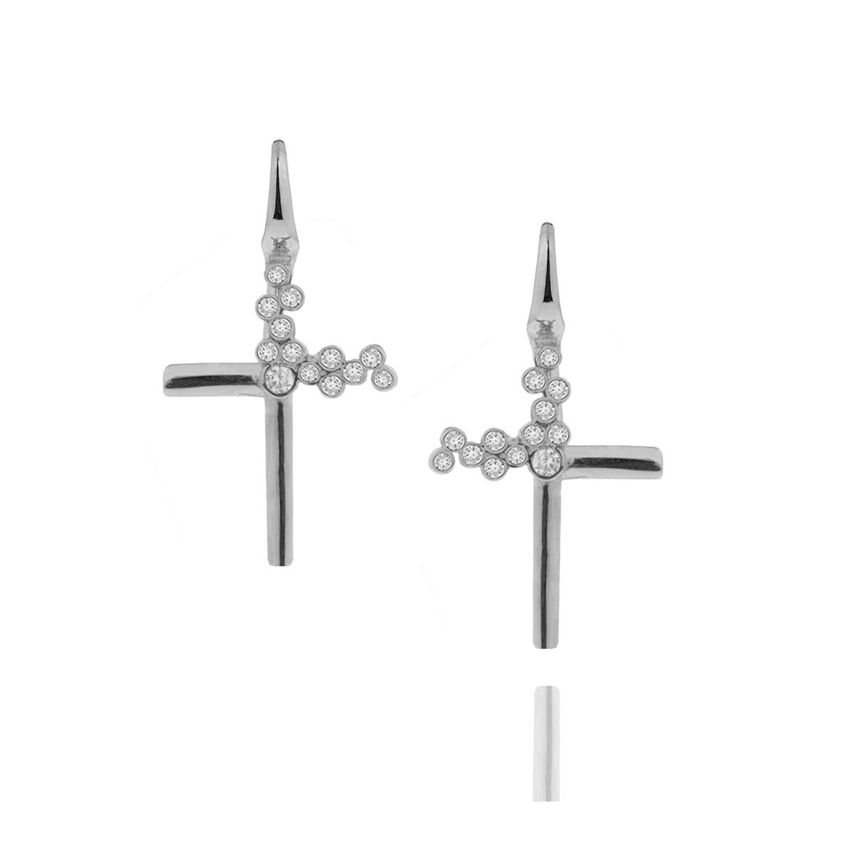 Σκουλαρίκια ασήμι 925 επιπλατινωμένα με zirconia