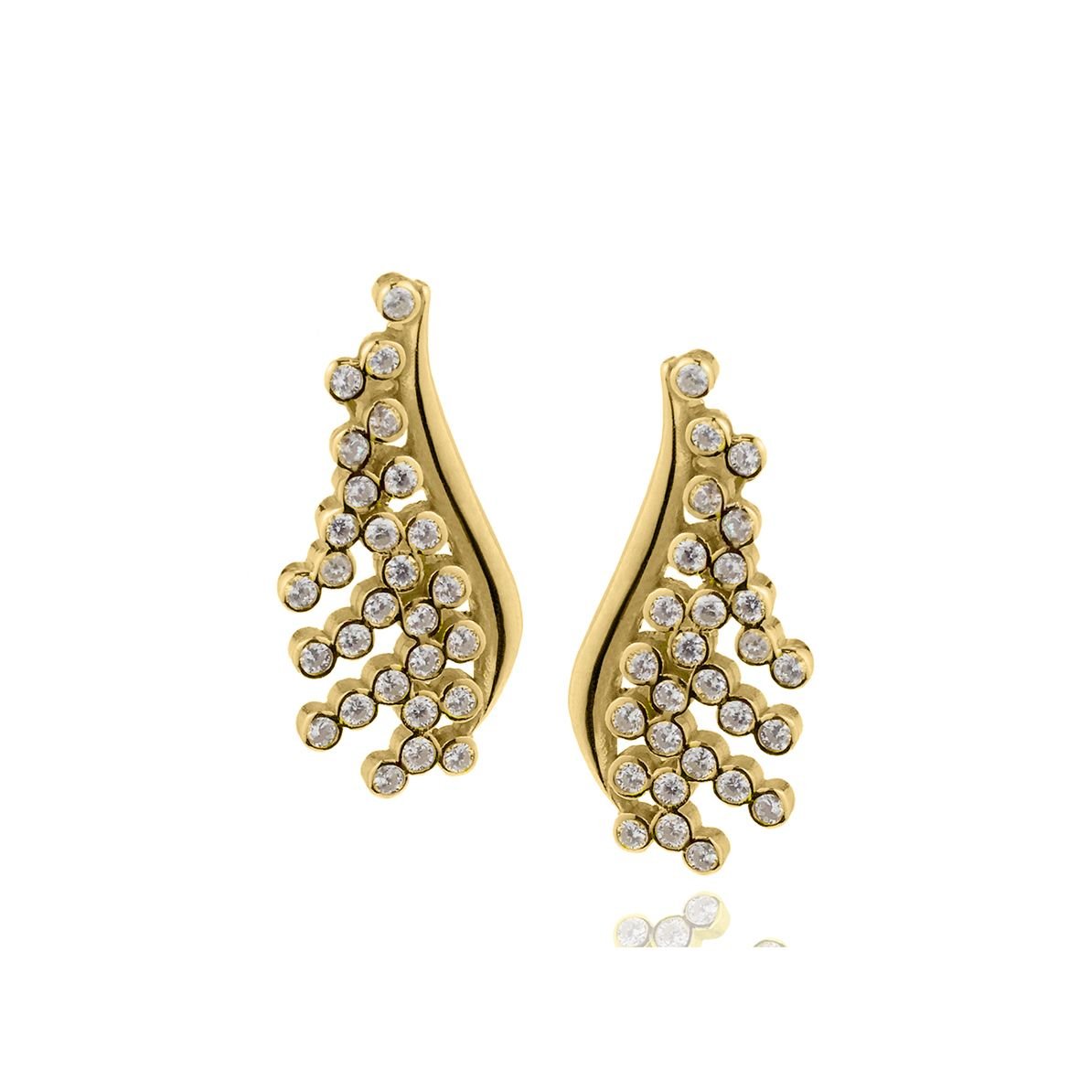 Σκουλαρίκια ασήμι 925 επιχρυσωμένα με zirconia