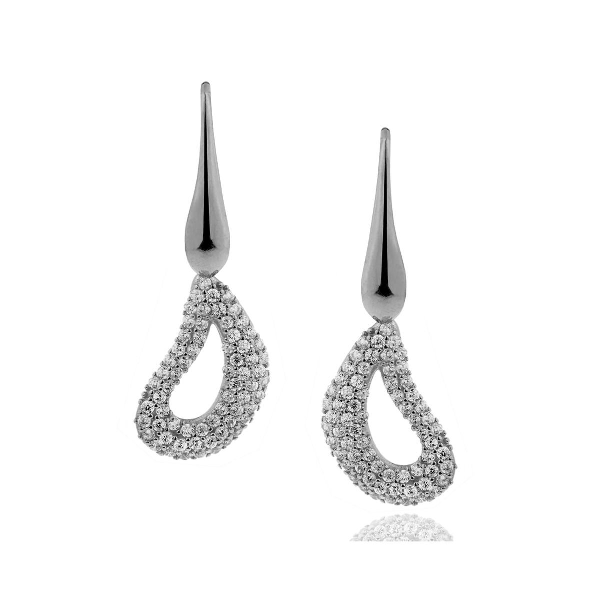 Σκουλαρίκια ασήμι 925 επιπλατινωμένα με zirconia