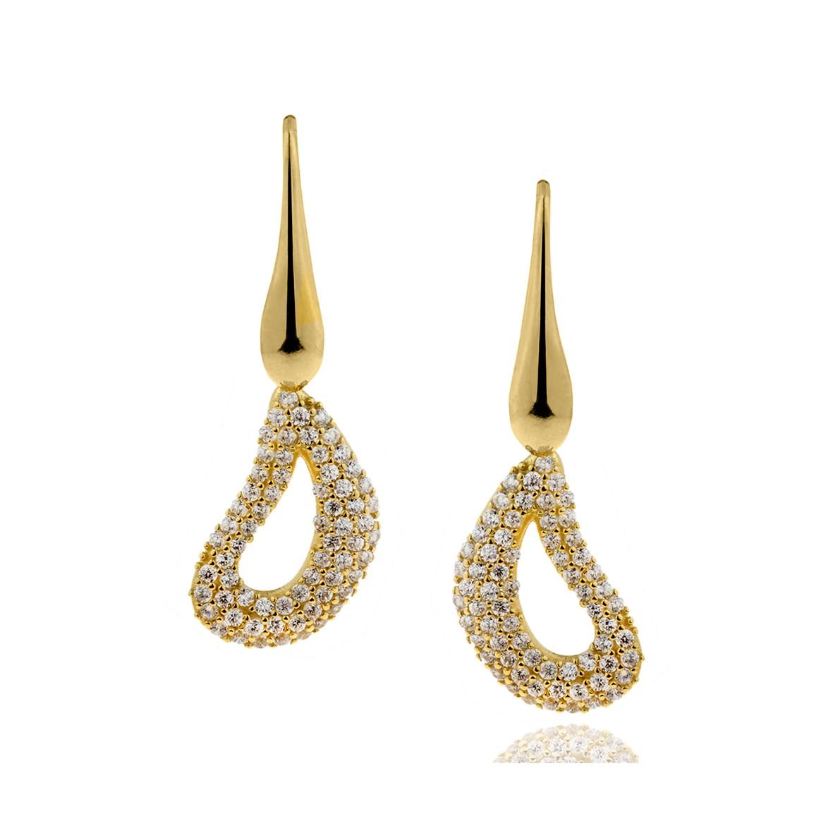 Σκουλαρίκια ασήμι 925 επιχρυσωμένα με zirconia