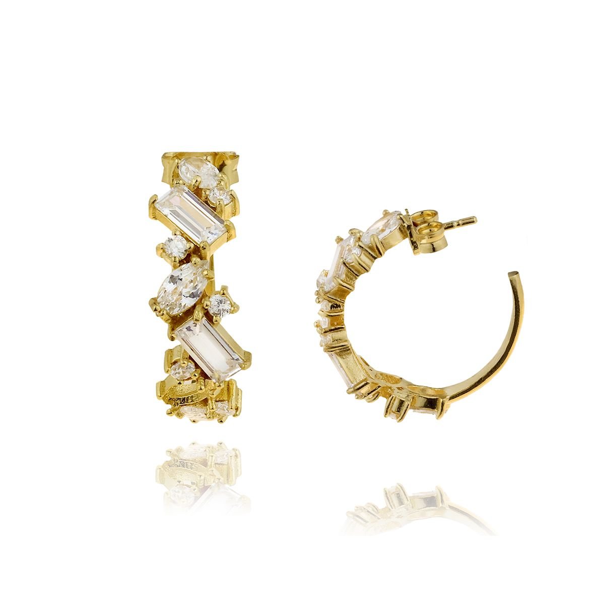 Σκουλαρίκια ασήμι 925 επιχρυσωμένα με zirconia