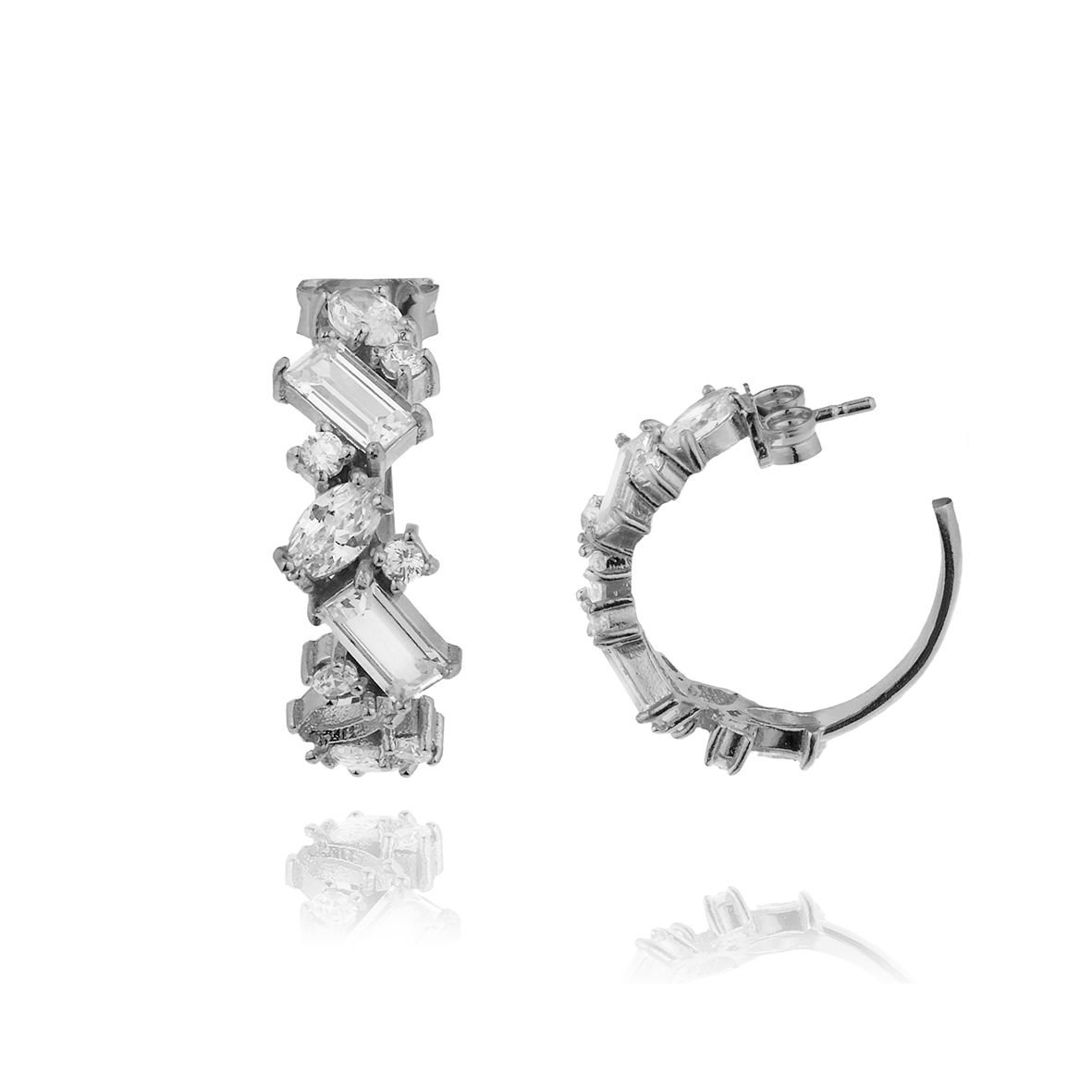 Σκουλαρίκια ασήμι 925 επιπλατινωμένα με zirconia