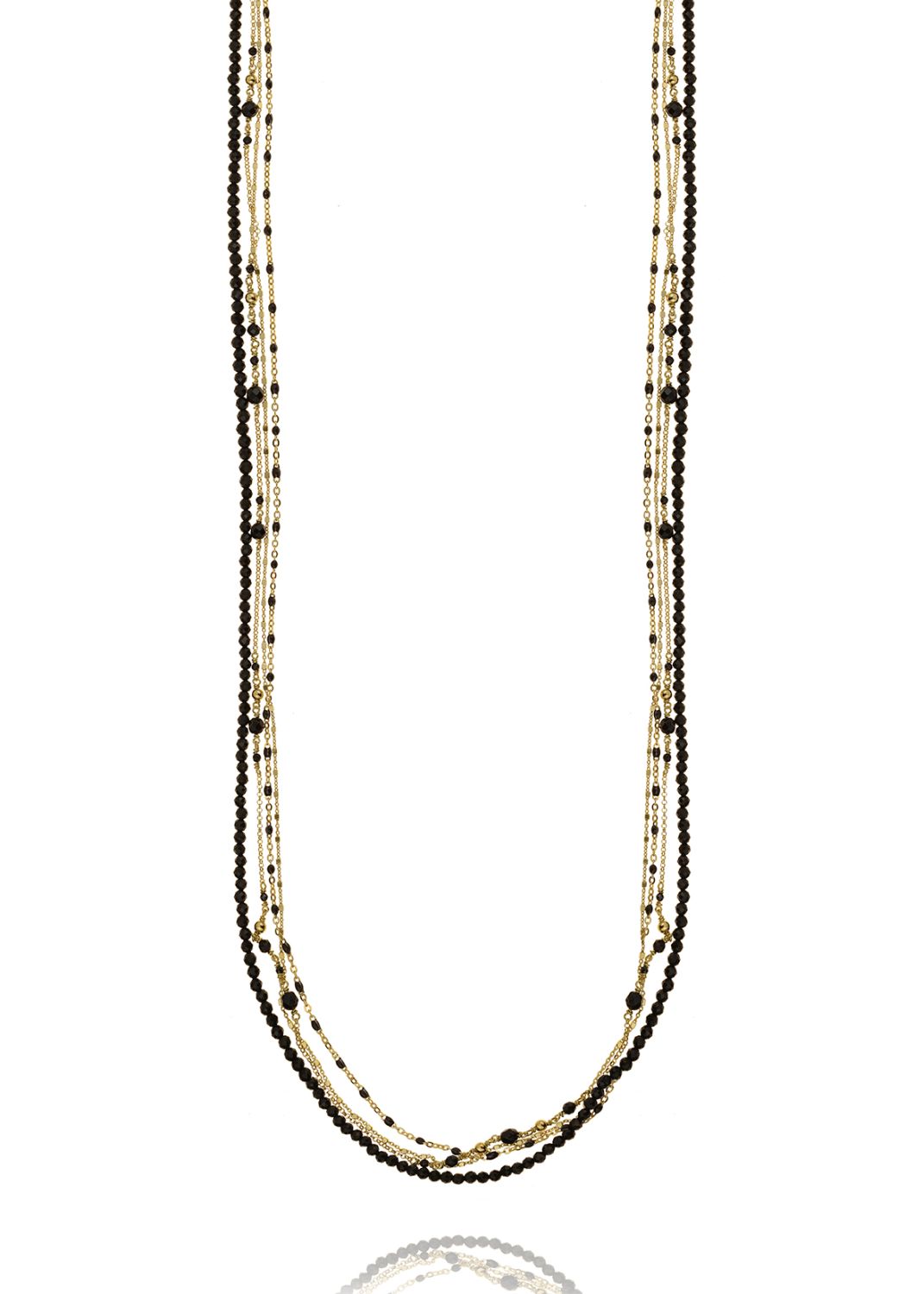 Necklase silver 925 yellow gold plated with onyx
