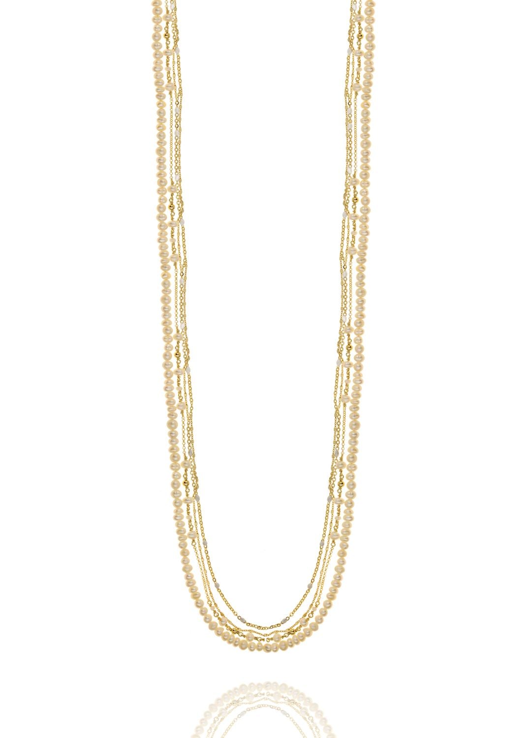 Necklase silver 925 yellow gold plated with pearl
